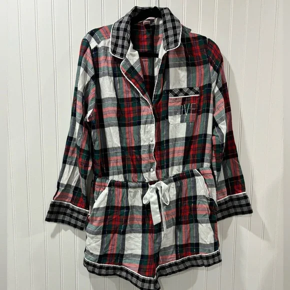 Victorias Secret plaid pj romper - Picture 1 of 3